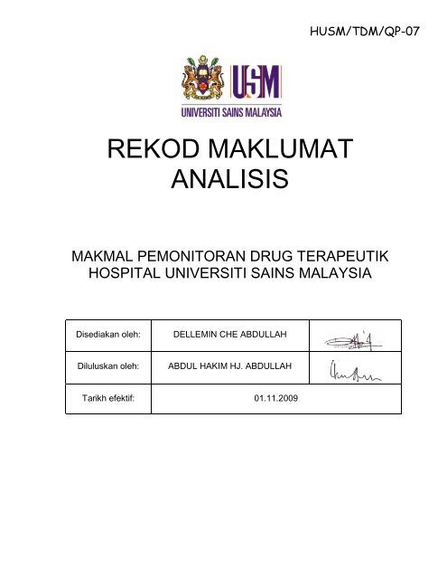 REKOD MAKLUMAT ANALISIS