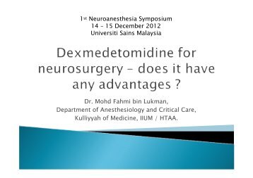 Dr. Mohd Fahmi bin Lukman, Department of Anesthesiology and ...