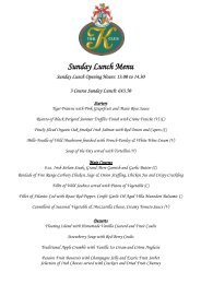 Sample Sunday Lunch Menu - K Club