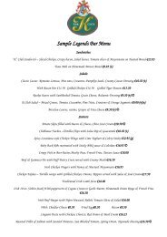 Sample Legends Bar Menu - K Club