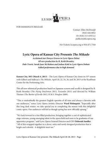 Lyric Opera of Kansas City Presents The Mikado