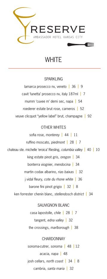 View Our Wine List Menu - Restaurant Guide of Kansas City