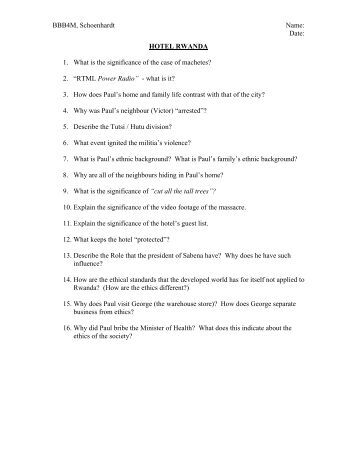 Printables Hotel Rwanda Worksheet hotel rwanda the curriculum project king city ss business