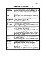 Spreadsheet Terminology - Excel