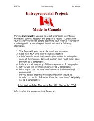 Entrepreneurial Project: Made in Canada