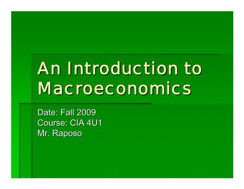 Chapter 8: Measures of Economic Activity