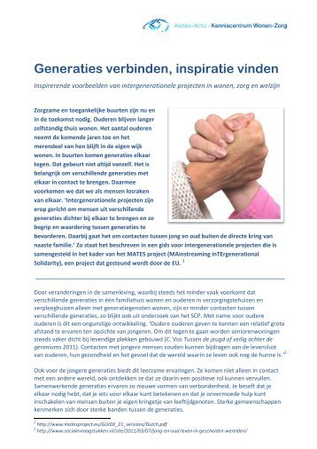 Generaties verbinden, inspiratie vinden - Aedes-Actiz ...