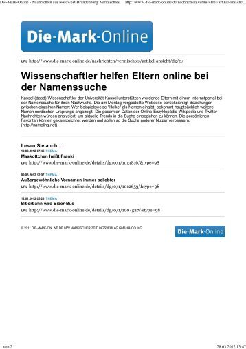 Die-Mark-Online, 26.3.2012 - Universität Kassel