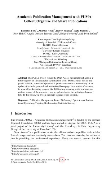 Academic Publication Management with PUMA – Collect, Organize ...