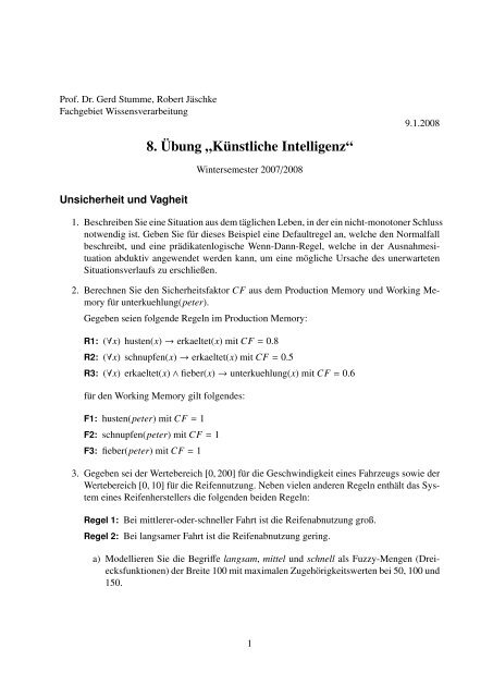 8. Übung - Fachgebiet Wissensverarbeitung