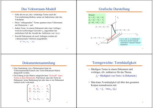 Boolesche- und Vektorraum- Modelle Retrieval Modelle Klassen ...