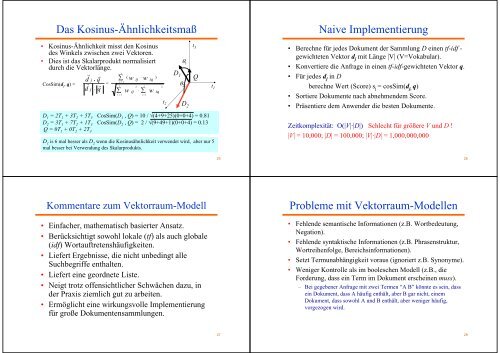 Boolesche- und Vektorraum- Modelle Retrieval Modelle Klassen ...