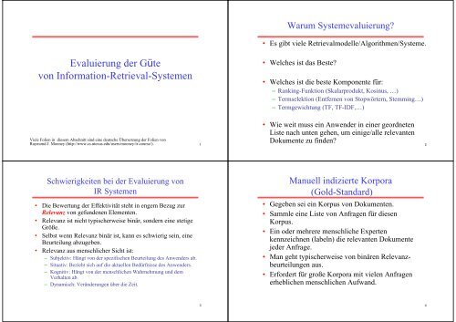 Evaluierung der Güte von Information-Retrieval-Systemen