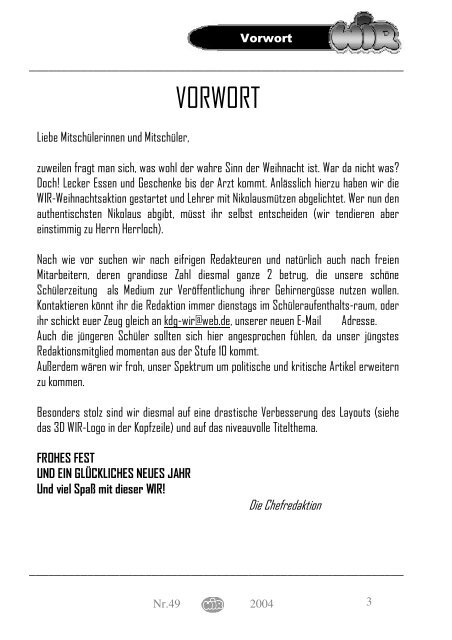 SchÃ¼lerzeitung Dezember 2004 unfertige Version - KDG-Wesel ...