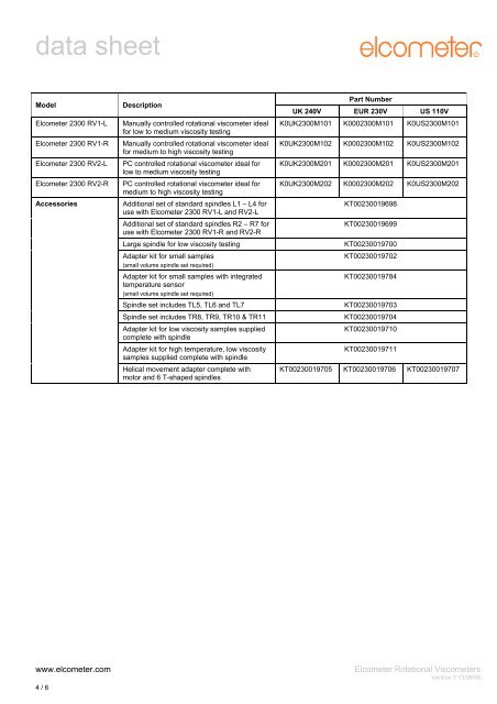 data sheet