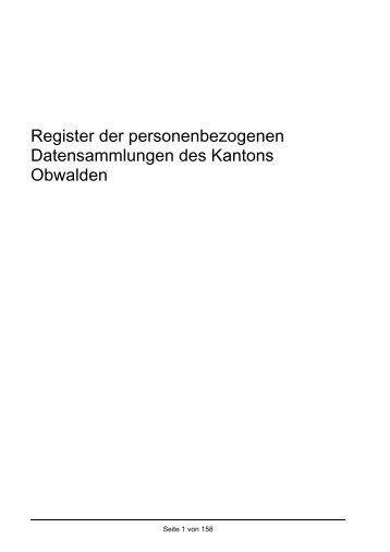 Register der Datensammlungen der kantonalen Verwaltungsstellen ...