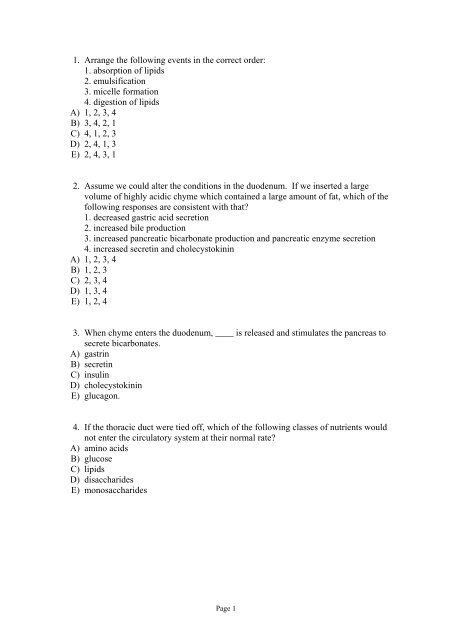 1. Arrange the following events in the correct order: 1. absorption of ...