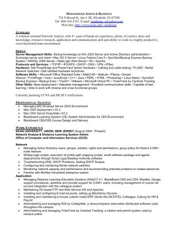 Resume in PDF format - Kean University