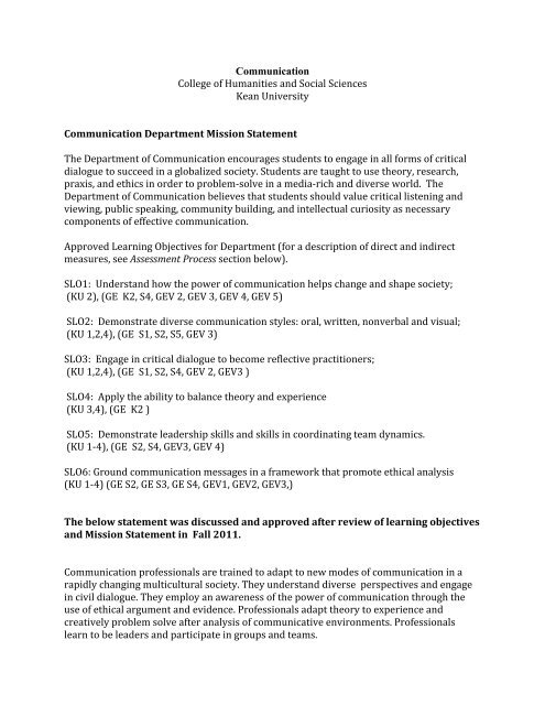 Assessment Plan - Kean University