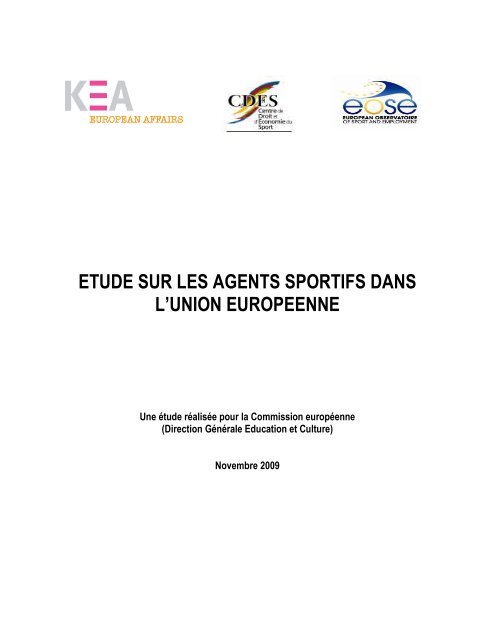 ETUDE SUR LES AGENTS SPORTIFS DANS L'UNION ... - KEA