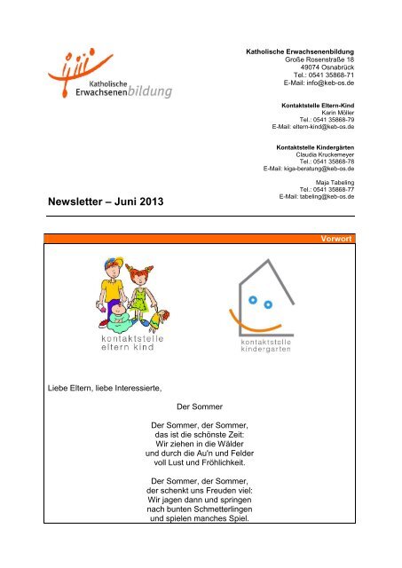 Newsletter â Juni 2013 - KEB OsnabrÃ¼ck