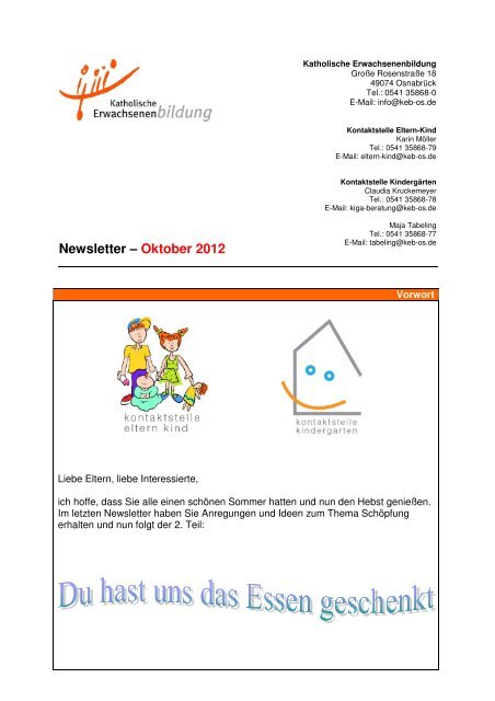 Newsletter â Oktober 2012 - KEB OsnabrÃ¼ck