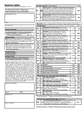 Preisliste und Bestellformular hier aufrufen - Hob-baudaten.de