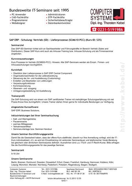 Sap Erp Schulung Vertrieb Sd Lieferprozesse Scm610 Pcc
