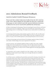 2011 Admissions Round Feedback Arch & Anth ... - Keble College