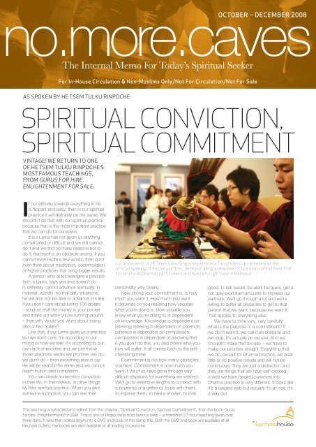 SPIRITUAL CONVICTION, SPIRITUAL COMMITMENT - Kechara