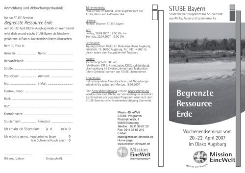 Begrenzte Ressource Erde - Mission Einewelt