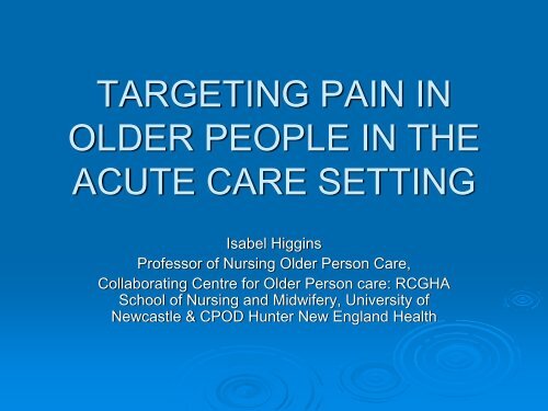 targeting pain in older people in the acute care ... - Keele University