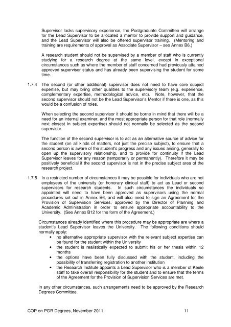 keele university code of practice on postgraduate research degrees