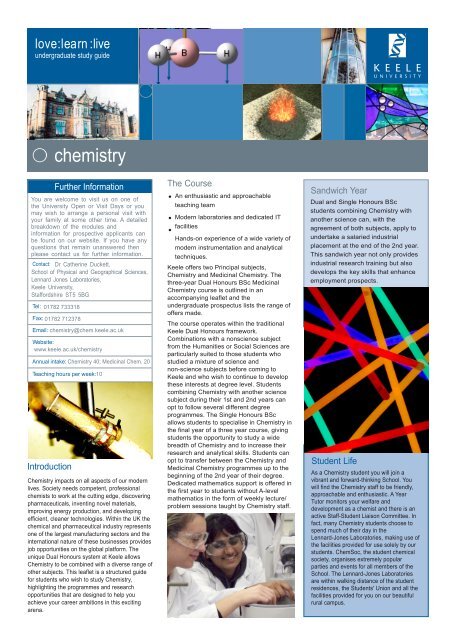 Chemistry leaflet - Keele University