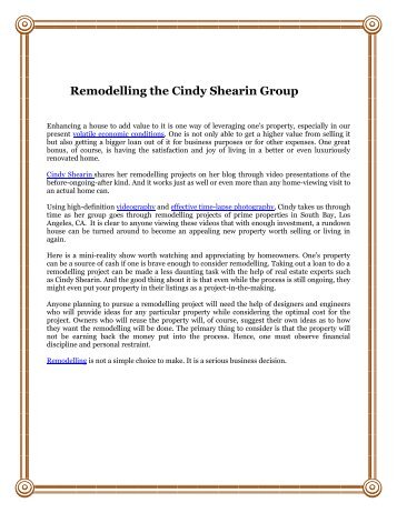 Remodelling the Cindy Shearin Group