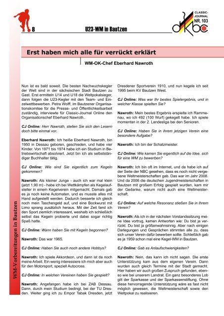 Classic-Journal 103 - Deutscher Kegler