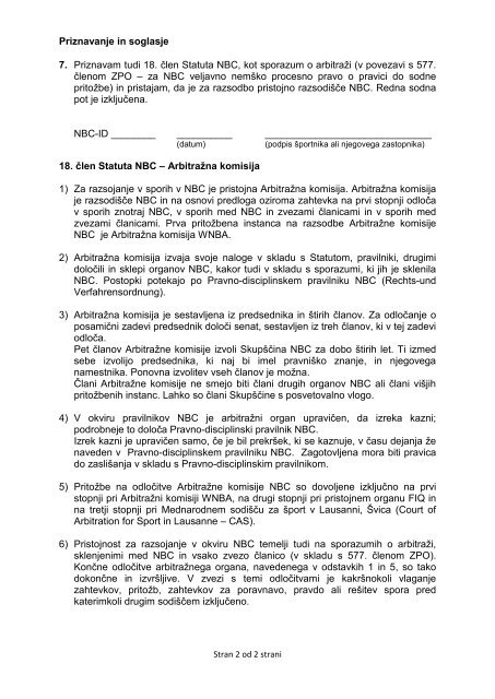 Anti-doping izjava KZS 2009.pdf - KegljaÅ¡ka zveza Slovenije