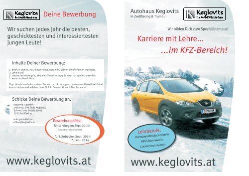 Download: Lehrlings-Folder (pdf) - Autohaus Keglovits