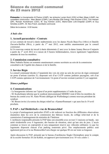 2012 Rapport du 23 mars - Kehlen