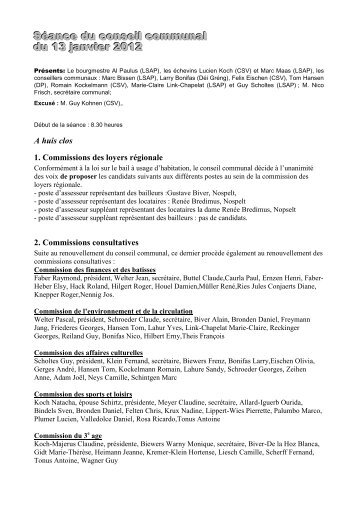 2012 rapport du 13 janvier - Kehlen