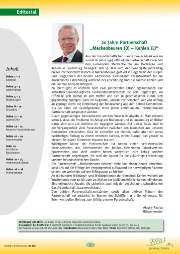 Actualités Aktuelles Editorial Inhalt - Kehlen