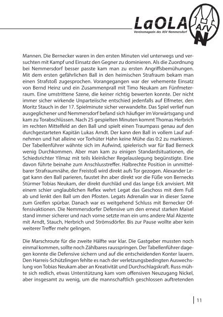 LAOLA - Das Vereinsmagazin des ASV Nemmersdorf - Nr. 9 vom 23.3.2014