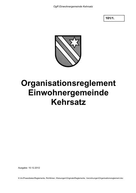 Organisationsreglement - Gemeinde Kehrsatz