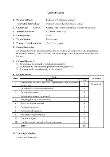 ICSO 301 Research Methods in the Social Sciences - KEI