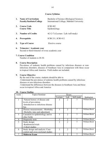 Course Syllabus - Mahidol University International College