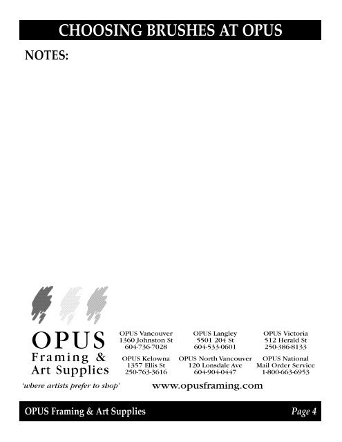 CHOOSING BRUSHES AT OPUS - Opus Art Supplies