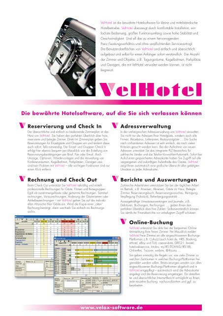 VelHotel - Velox Software Development