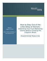 Defending Your Food Marketing Claims - Kelley Drye