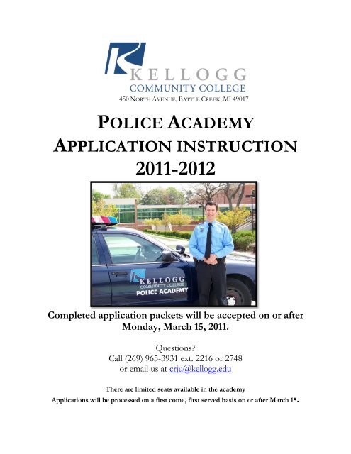 police academy application instruction - Kellogg Community College