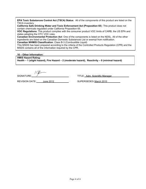 Material Safety Data Sheet (MSDS) - WD-40 Company